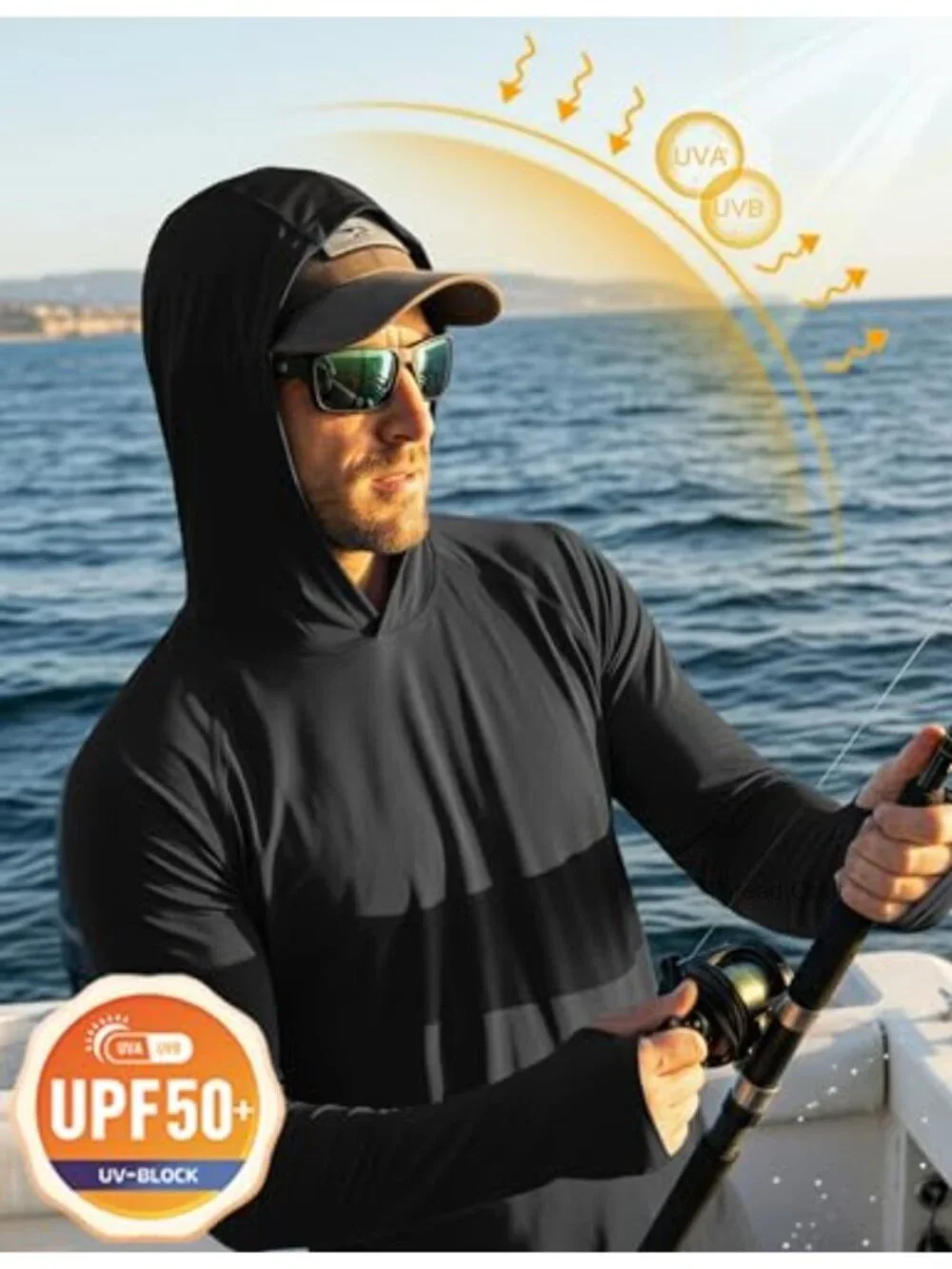 UPF 50+ Sun Protection Long Sleeve Hooded Rash Guard
